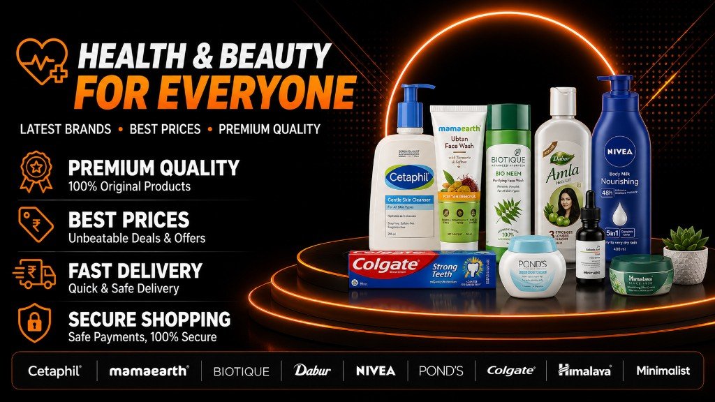 Health and beauty products — skincare, haircare and personal care essentials